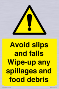 WV5666: Avoid slips and falls Wipe-up any spillages and food debris