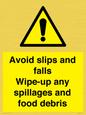 WV5666: Avoid slips and falls Wipe-up any spillages and food debris