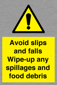 WV5666: Avoid slips and falls Wipe-up any spillages and food debris