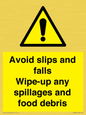 WV5666: Avoid slips and falls Wipe-up any spillages and food debris