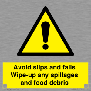 WV5666: Avoid slips and falls Wipe-up any spillages and food debris