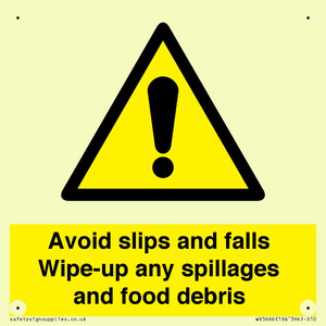 WV5666: Avoid slips and falls Wipe-up any spillages and food debris