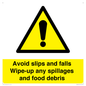 WV5666: Avoid slips and falls Wipe-up any spillages and food debris