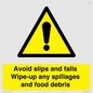 WV5666: Avoid slips and falls Wipe-up any spillages and food debris