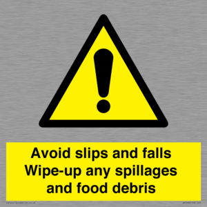 WV5666: Avoid slips and falls Wipe-up any spillages and food debris