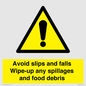 WV5666: Avoid slips and falls Wipe-up any spillages and food debris
