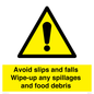 WV5666: Avoid slips and falls Wipe-up any spillages and food debris
