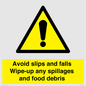 WV5666: Avoid slips and falls Wipe-up any spillages and food debris