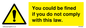 WV6283: You could be fined if you do not comply with this law.