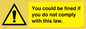 WV6283: You could be fined if you do not comply with this law.