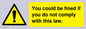 WV6283: You could be fined if you do not comply with this law.