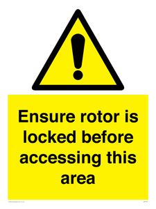 Offshore Rotor Sign WV7109: Ensure rotor is locked before accessing this area – Viking Signs