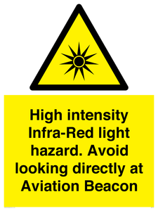 WV7110: High intensity Infra-Red light hazard. Avoid looking directly at Aviation Beacon