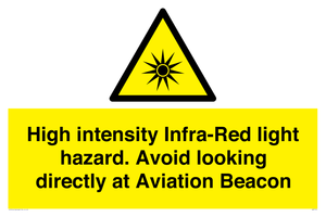 WV7110: High intensity Infra-Red light hazard. Avoid looking directly at Aviation Beacon