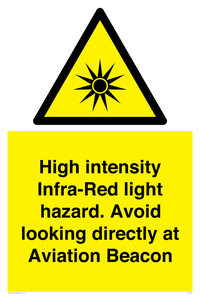 WV7110: High intensity Infra-Red light hazard. Avoid looking directly at Aviation Beacon