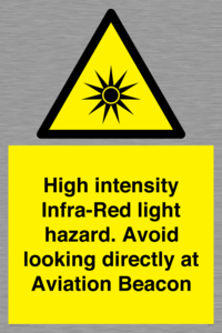 WV7110: High intensity Infra-Red light hazard. Avoid looking directly at Aviation Beacon