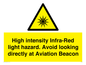 WV7110: High intensity Infra-Red light hazard. Avoid looking directly at Aviation Beacon