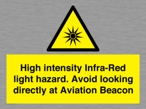 WV7110: High intensity Infra-Red light hazard. Avoid looking directly at Aviation Beacon