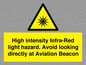 WV7110: High intensity Infra-Red light hazard. Avoid looking directly at Aviation Beacon