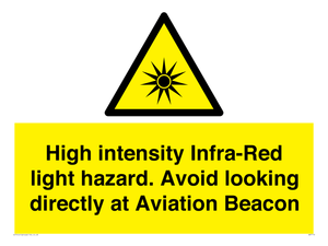 WV7110: High intensity Infra-Red light hazard. Avoid looking directly at Aviation Beacon