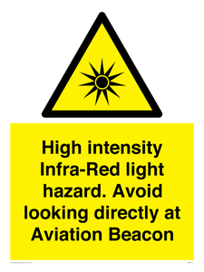 WV7110: High intensity Infra-Red light hazard. Avoid looking directly at Aviation Beacon