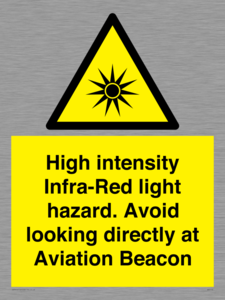 WV7110: High intensity Infra-Red light hazard. Avoid looking directly at Aviation Beacon