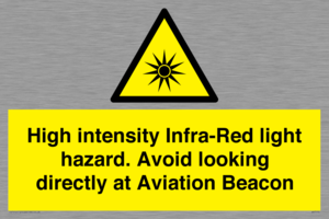 WV7110: High intensity Infra-Red light hazard. Avoid looking directly at Aviation Beacon