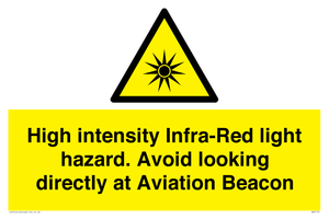 WV7110: High intensity Infra-Red light hazard. Avoid looking directly at Aviation Beacon