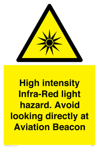 WV7110: High intensity Infra-Red light hazard. Avoid looking directly at Aviation Beacon