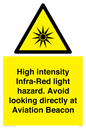 WV7110: High intensity Infra-Red light hazard. Avoid looking directly at Aviation Beacon