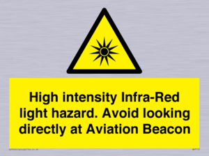 WV7110: High intensity Infra-Red light hazard. Avoid looking directly at Aviation Beacon