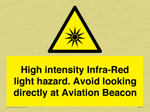 WV7110: High intensity Infra-Red light hazard. Avoid looking directly at Aviation Beacon