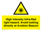 WV7110: High intensity Infra-Red light hazard. Avoid looking directly at Aviation Beacon