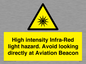 WV7110: High intensity Infra-Red light hazard. Avoid looking directly at Aviation Beacon