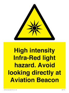 WV7110: High intensity Infra-Red light hazard. Avoid looking directly at Aviation Beacon