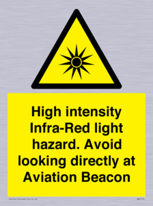 WV7110: High intensity Infra-Red light hazard. Avoid looking directly at Aviation Beacon