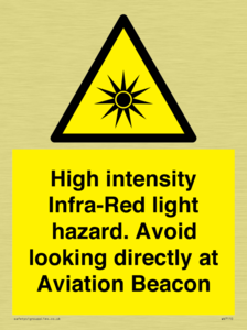 WV7110: High intensity Infra-Red light hazard. Avoid looking directly at Aviation Beacon
