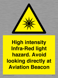 WV7110: High intensity Infra-Red light hazard. Avoid looking directly at Aviation Beacon