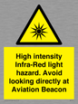 WV7110: High intensity Infra-Red light hazard. Avoid looking directly at Aviation Beacon