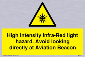 WV7110: High intensity Infra-Red light hazard. Avoid looking directly at Aviation Beacon