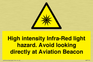 WV7110: High intensity Infra-Red light hazard. Avoid looking directly at Aviation Beacon