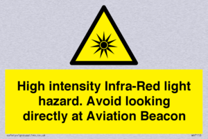 WV7110: High intensity Infra-Red light hazard. Avoid looking directly at Aviation Beacon