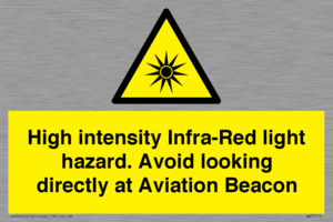 WV7110: High intensity Infra-Red light hazard. Avoid looking directly at Aviation Beacon