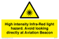 WV7110: High intensity Infra-Red light hazard. Avoid looking directly at Aviation Beacon