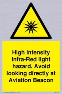 WV7110: High intensity Infra-Red light hazard. Avoid looking directly at Aviation Beacon