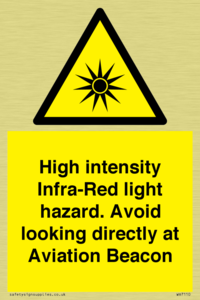 WV7110: High intensity Infra-Red light hazard. Avoid looking directly at Aviation Beacon