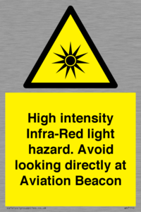 WV7110: High intensity Infra-Red light hazard. Avoid looking directly at Aviation Beacon
