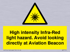 WV7110: High intensity Infra-Red light hazard. Avoid looking directly at Aviation Beacon
