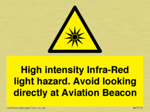 WV7110: High intensity Infra-Red light hazard. Avoid looking directly at Aviation Beacon