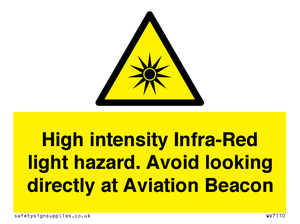 WV7110: High intensity Infra-Red light hazard. Avoid looking directly at Aviation Beacon